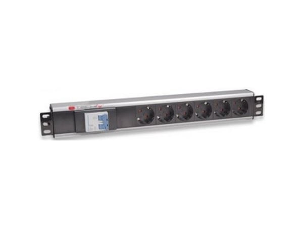 Techly I-CASE STRIP-16SH, Grunnleggende, 1.5U, Enkelfaset, Horisontal, Aluminium, Sort, Sølv