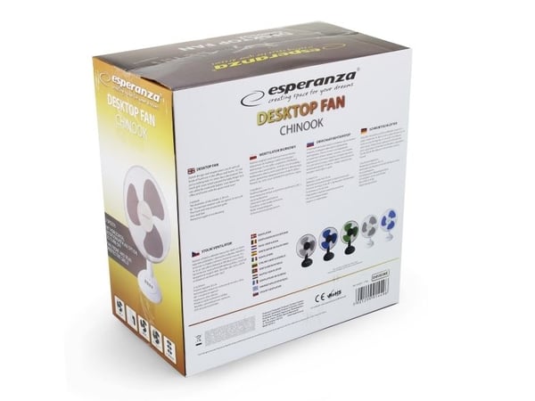 Esperanza CHINOOK - Kjølevifte - bordtopp - 30 cm - hvit/grå