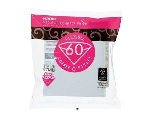 Hario V60 Filter Papers, Kaffefilter, V60, Gjennomsiktig, Hvit, 100 stykker