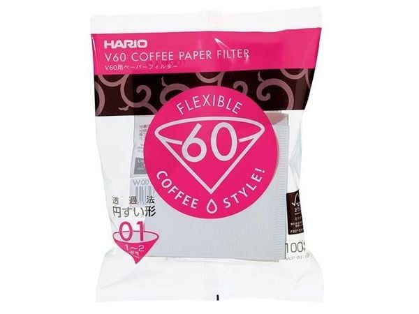 Hario V60, Kjegle, Éngangskaffefilter, Papir, Hvit, 100 stykker