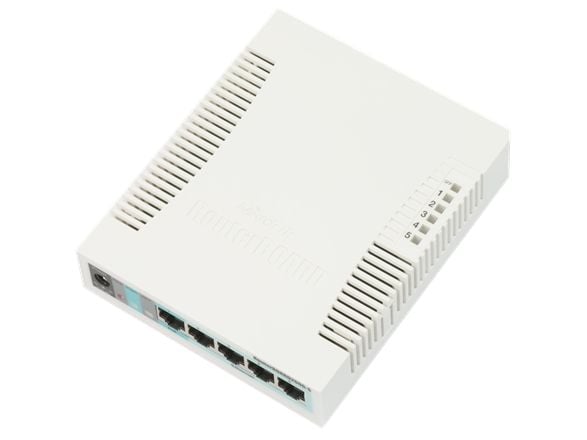 MikroTik RB260GS - Switch - Styrt - 1 x 10/100/1000 (PoE) + 4 x 10/100/1000 + 1 x SFP - stasjonær