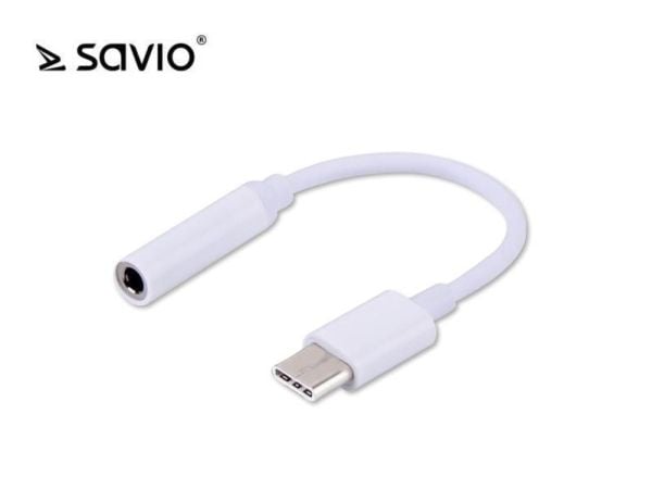 Savio AK-35, 0,12 m, USB C, 3.5mm, Valkoinen, Uros, Naaras