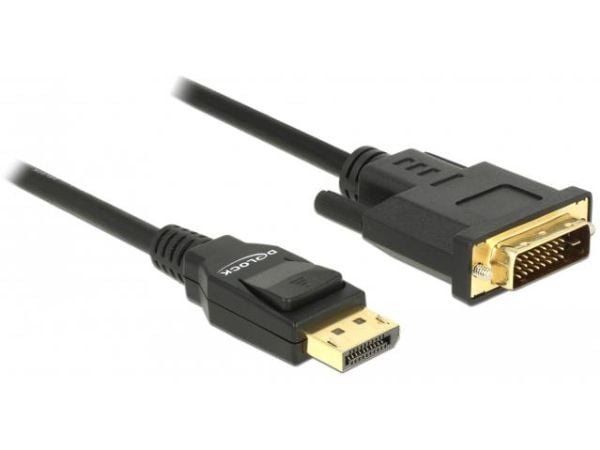Delock - Adapterkabel - enkeltlenke - DisplayPort (hann) til DVI-D (hann) - DisplayPort 1.2a - 3 m - passiv - svart