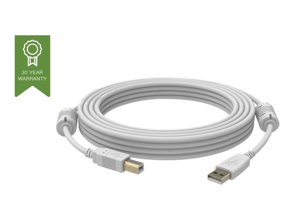 Vision 5m USB 2.0, 5 m, USB A, USB B, USB 2.0, Uros/uros, Valkoinen