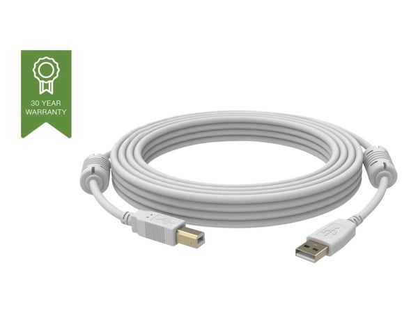 Vision USB 2.0, 2m, 2 m, USB A, USB B, USB 2.0, Uros/uros, Valkoinen