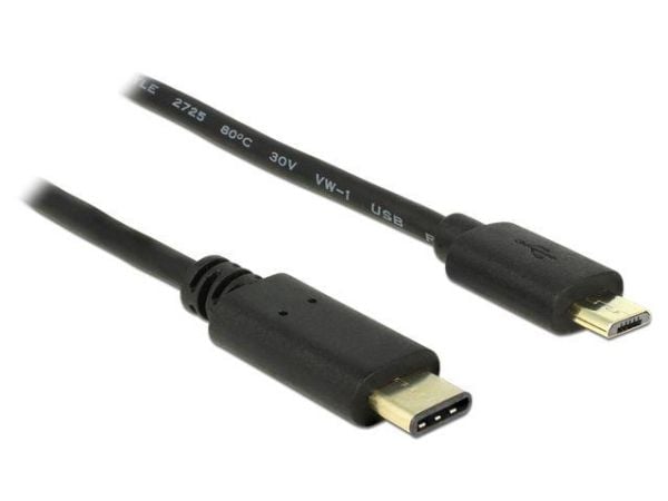 Delock - USB-kabel - 24 pin USB-C (hann) til Micro-USB type B (hann) - USB 2.0 - 3 A - 2 m - svart
