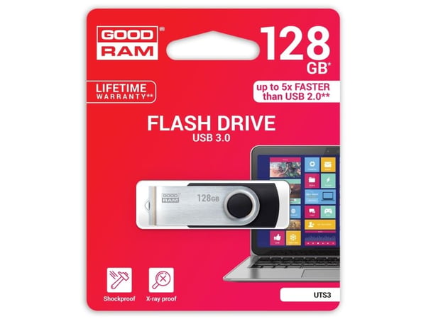 GOODRAM UTS3 - USB flash-enhet - 128 GB - USB 3.1 - svart