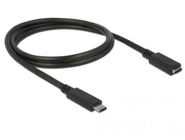 Delock - USB-forlengelseskabel - USB-C (hann) til USB-C (hunn) - USB 3.1 Gen 1 - 3 A - 1 m - svart