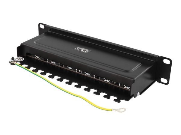 DELTACO 10-PATCH15 - Koblingspanel - rackmonterbar - CAT 6a - STP - RJ-45 X 12 - svart - 10"