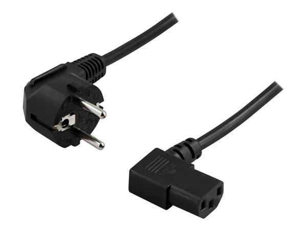 DELTACO DEL-109B - Strømkabel - CEE 7/7 (han) vinklet til IEC 60320 C13 vinklet - AC 250 V - 10 A - 20 cm - lajitelma