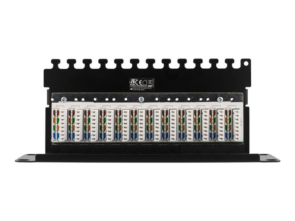 DELTACO 10-PATCH16 - Koblingspanel - rackmonterbar - CAT 6 - UTP - RJ-45 X 12 - svart - 1U - 10"