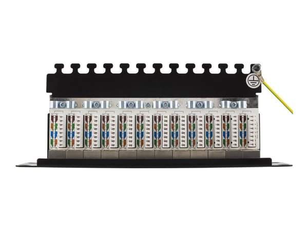 DELTACO 10-PATCH15 - Koblingspanel - rackmonterbar - CAT 6a - STP - RJ-45 X 12 - svart - 10"