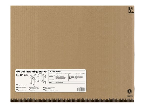 DELTACO 19-DTSR0206 - Rack-brakett - veggmonterbar - svart - 6U - 19"