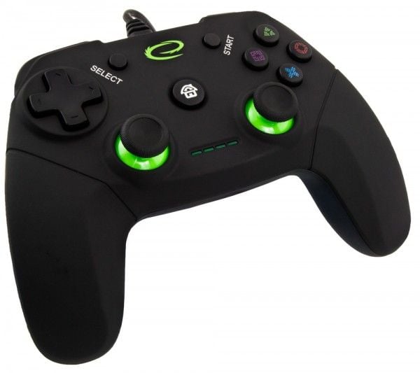 Esperanza Vanquisher - Håndkonsoll - 12 knapper - kablet - svart, grønn - for PC, Sony PlayStation 3