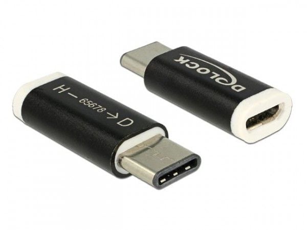 DeLOCK 65678, USB 2.0-C, USB 2.0 Micro-B, Musta, Valkoinen