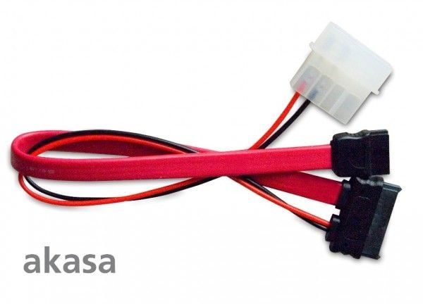 Akasa - SATA-kabel - Slimline SATA (hunn) til SATA, 4-pins intern strøm (5V) - 20 cm