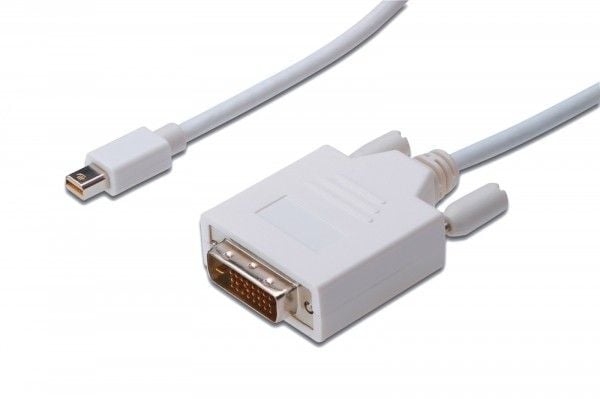 ASSMANN - DisplayPort-kabel - dobbeltlenke - Mini DisplayPort (hann) til DVI-D (hann) - 2 m - formstøpt, tommelskruer - hvit