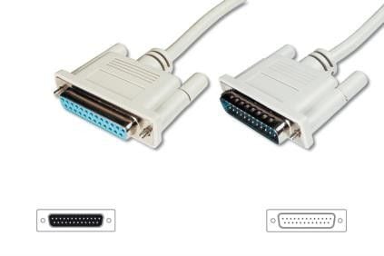 ASSMANN - Seriell/parallell-forlengelseskabel - DB-25 (hann) til DB-25 (hunn) - 2 m - formstøpt, tommelskruer - beige