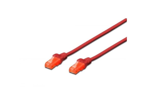DIGITUS Professional - Patch-kabel - RJ-45 (hane) till RJ-45 (hane) - UTP - CAT 6 - startad, hakfri - röd