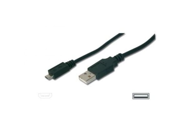 ASSMANN - USB-kaapeli - Micro-USB tyyppi B (uros) - USB (uros) - 1 m - muotoiltu - musta