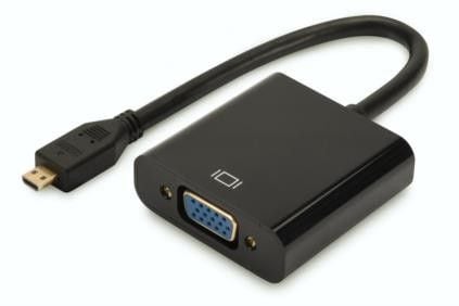 DIGITUS - Video/audio-adapter - 19 pin micro HDMI Type D hann til HD-15 (VGA), minijakk hunn - svart