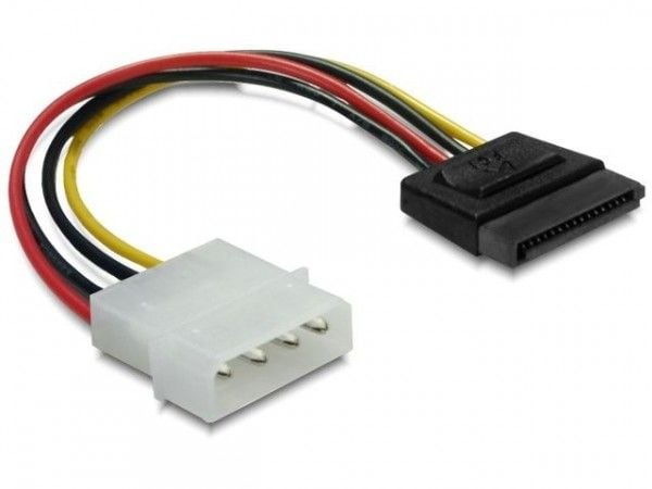 DeLOCK 15pin SATA > 4pin straight Cable, 0,06 m, Monivärinen