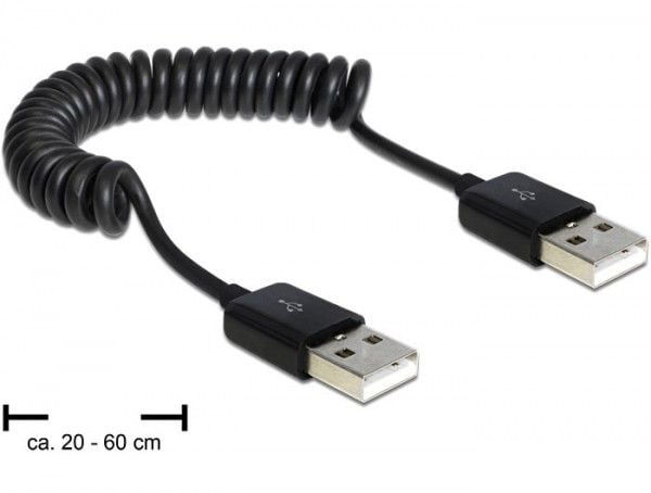 Delock - USB-kabel - USB (hann) til USB (hann) - USB 2.0 - 60 cm - rullet sammen - svart