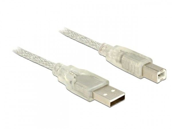 Delock - USB-kabel - USB-type B (hann) til USB (hann) - USB 2.0 - 5 m - gjennomsiktig