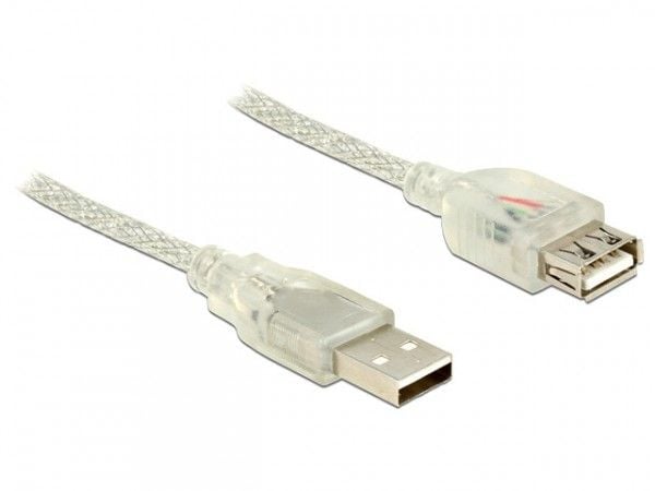 DeLOCK 1.5m, 2xUSB2.0-A, 1,5 m, USB A, USB A, USB 2.0, Uros/naaras, Läpinäkyvä