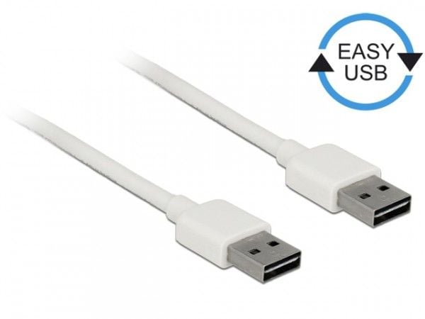 DeLOCK 85192, 0,5 m, USB A, USB A, USB 2.0, Uros/uros, Valkoinen