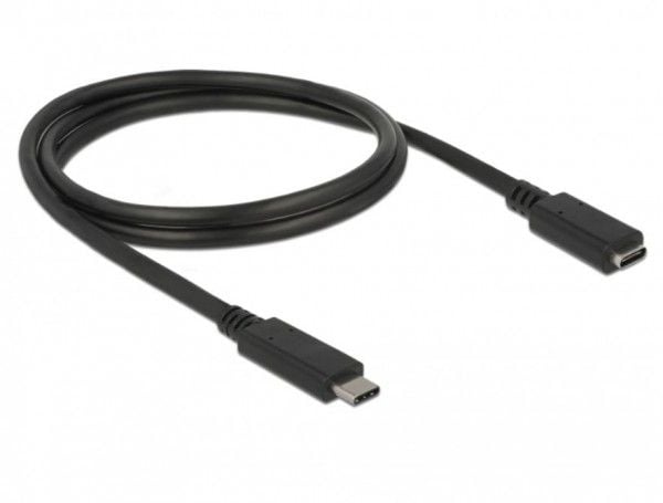 Delock - USB-forlengelseskabel - USB-C (hann) til USB-C (hunn) - USB 3.1 Gen 1 - 3 A - 50 cm - svart
