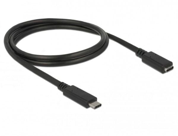 Delock - USB-forlengelseskabel - USB-C (hann) til USB-C (hunn) - USB 3.1 Gen 1 - 3 A - 1 m - svart