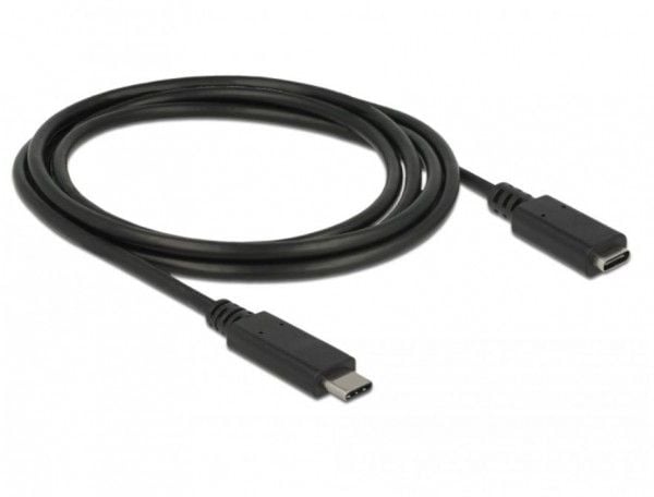 Delock - USB-forlengelseskabel - USB-C (hann) til USB-C (hunn) - USB 3.1 Gen 1 - 3 A - 1.5 m - svart