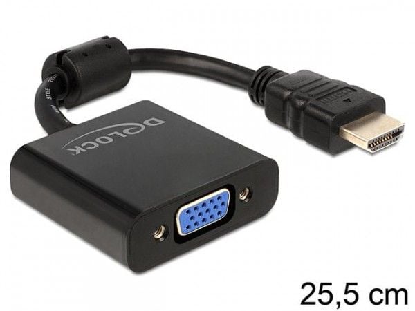Delock - Videokort - HD-15 (VGA) hona till HDMI hane - 25.5 cm - svart
