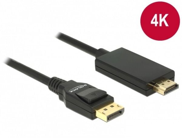Delock - Sovitinkaapeli - DisplayPort uros HDMI uros - 2 m - kolminkertainen kierretty parikaapeli - musta - passiivinen