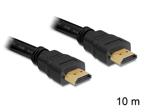 Delock High Speed HDMI with Ethernet - HDMI-kaapeli Ethernetillä - HDMI uros HDMI uros - HDMI uros - 10 m