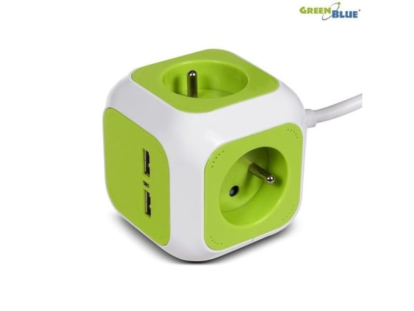 GreenBlue GB118 MagicCube nelinkertainen pistorasia, 2 USB-tuloa 1.4m