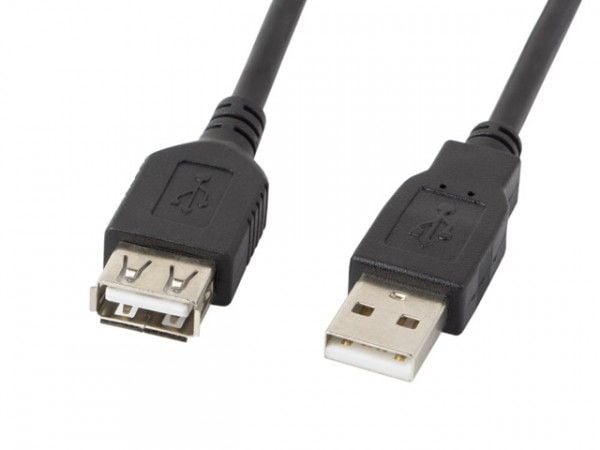 Lanberg USB cable Extension USB 2.0 AM-AF cable black 0.7m (CA-USBE-10CC-0007-BK)