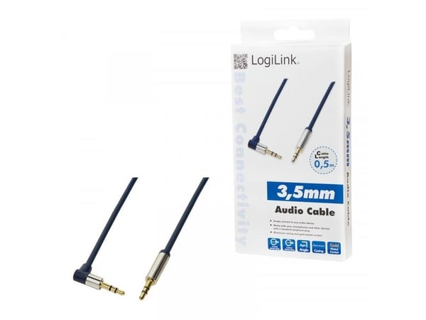 LogiLink 3.5mm - 3.5mm 0.5m, 3.5mm, Hankjønn, 3.5mm, Hankjønn, 0,5 m, Blå