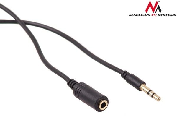 Maclean MCTV-821 - Lydforlengelseskabel - mini-phone stereo 3.5 mm hann til mini-phone stereo 3.5 mm hunn - 5 m - skjermet - svart