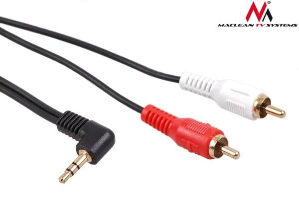 Maclean MCTV-824 - Ljudkabel - sammansatt ljud - mini-phone stereo 3.5 mm hane vinklad till RCA hane - 1 m - skärmad - svart