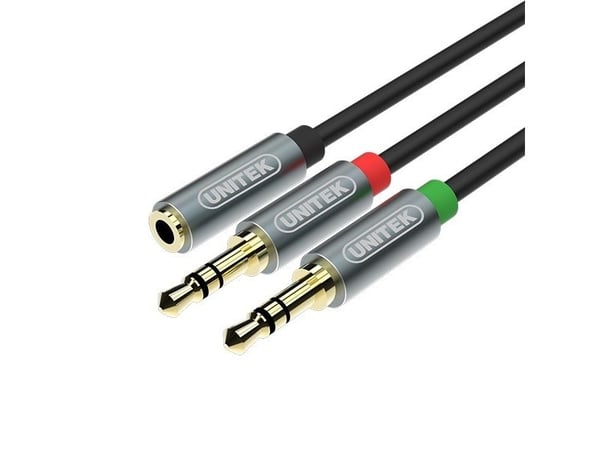 Unitek Y-C957ABK - Audioadapter - minijakk hunn til minijakk hann - 20 cm - grå