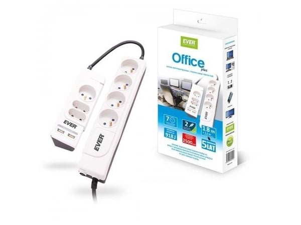 EVER Office Plus - Overspenningsavleder - AC 250 V - 2500 watt - 6000 VA - utgangskontakter: 7