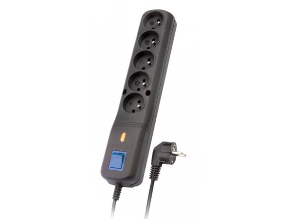LESTAR LV-530W 5W - Överspänningsskydd - AC 230 V - 2300 Watt - utgångskontakter: 5 - 2.5 m sladd - svart