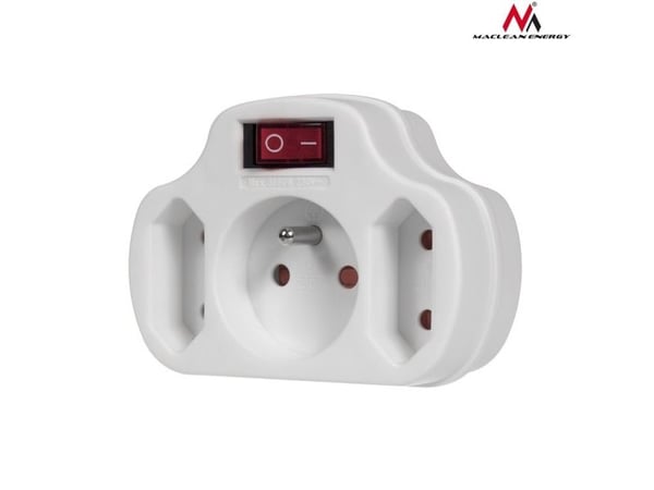Maclean MCE142, 3 AC-pistorasia(a), Sisätila, Tyyppi E, Valkoinen, 250 V, 3500 W