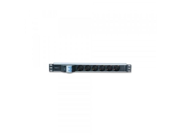 Techly I-CASE STRIP-61UD, Grunnleggende, 1U, Enkelfaset, Horisontal, Aluminium, Sort, Rød