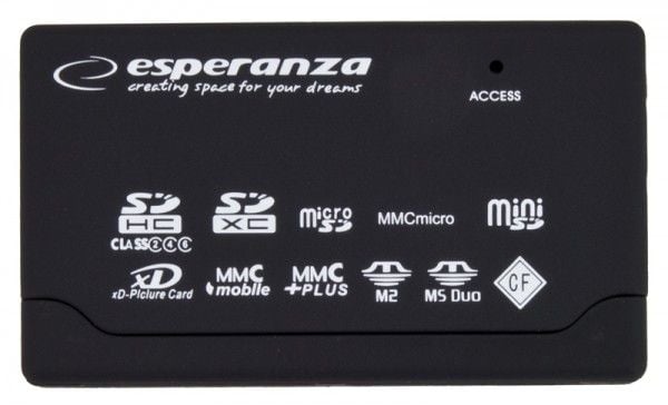 Esperanza EA119 - Kortinlukija - all-in-1 (MS, MS Duo, xD, miniSD, CF, MMCmobile, microSD, MMCplus, SDHC, MS Micro, SDXC) - USB 2.0