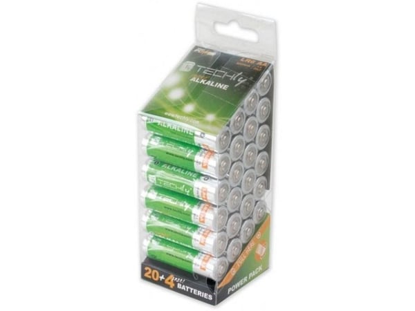 Techly LR06 AA 1.5V, Engangsbatteri, AA, Alkalinsk, 1,5 V, 24 stykker, Flerfarget
