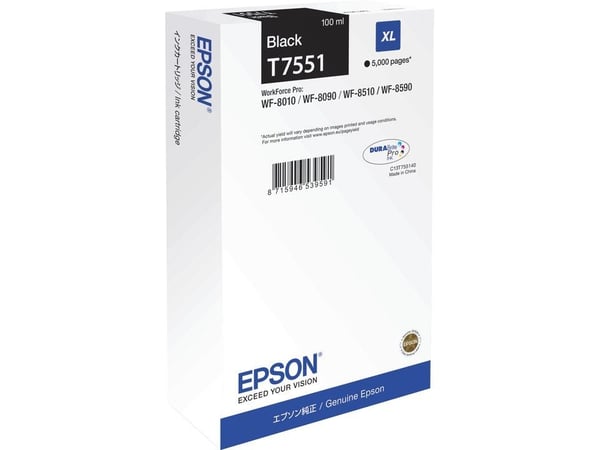 Epson Ink Cartridge XL Black, Väriainepohjainen muste, 1 kpl