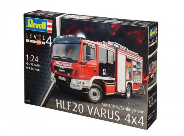 Revell modelkit kuorma-auto 1:24 - palokunta MAN TGM / Schlingmann HLF 20 VARUS 4x4 mittakaavassa 1:24, taso 4, uskollinen jäljennös monilla yksity...